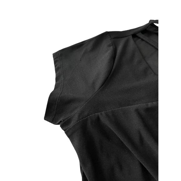 A.U.W. SHORT SLV, PULL-OVER, ROUND NECK W/ATTACHED BANDS, WOMENS, L, SOLID BLACK - Picture 7 of 9